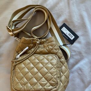 MZ WALLACE Quilted Tan Bucket Bag